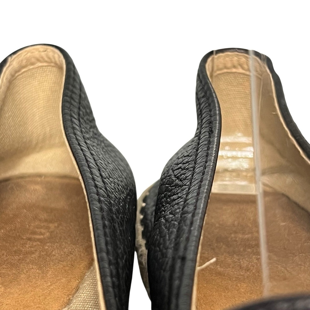 Maypol Espadrille Leather Flats Sz 38 Fits Like US 9 Black Slip On Anthropologie - Picture 4 of 8